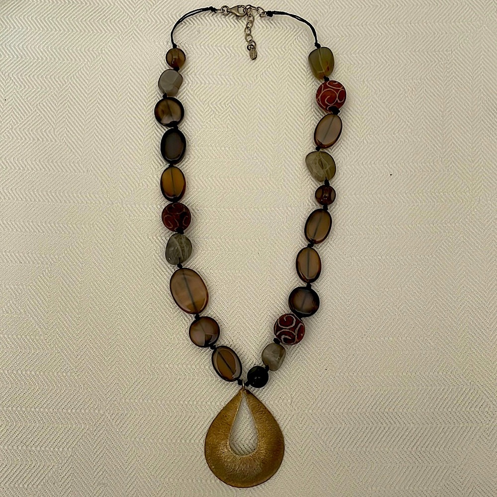 Silver and moon drop beads pendant